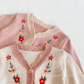 Flower Embroidered Knitted Children's Top Cardigan